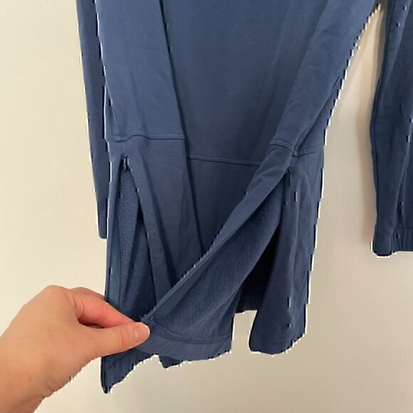 J. JILL Solid Blue Boat Neck Long Sleeve Fleece Lined Side Zip Zippers Tunic Top - Picture 6 of 12